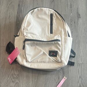 Cream Backpack with Black Accents